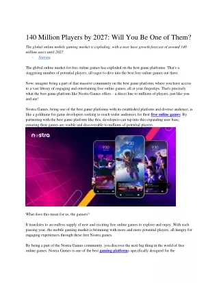 140 Million Players by 2027 Will You Be One of Them