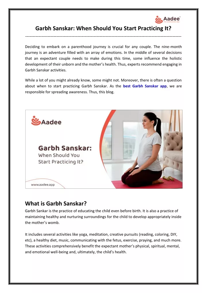 garbh sanskar when should you start practicing it