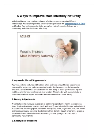 5 Ways to Improve Male Infertility Naturally