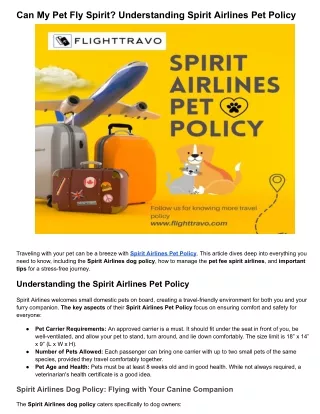 Can My Pet Fly Spirit? Understanding Spirit Airlines Pet Policy