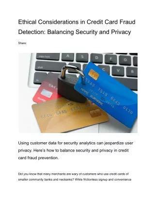 Considerations in Credit Card Fraud Detection