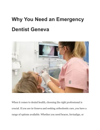Why You Need an Emergency Dentist Geneva