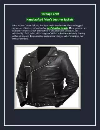 Heritage Craft: Handcrafted Men's Leather Jackets