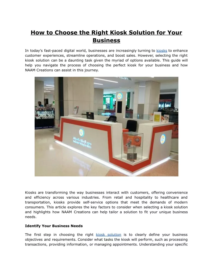 how to choose the right kiosk solution for your