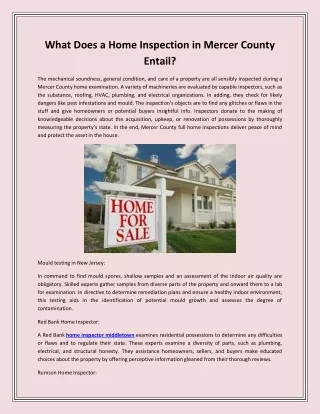 What Does a Home Inspection in Mercer County Entail?