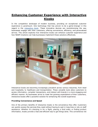 Enhancing Customer Experience with Interactive Kiosks