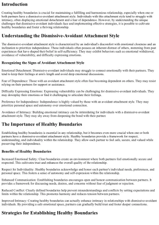Creating Healthy Boundaries in Relationships with a Dismissive-Avoidant Attachme
