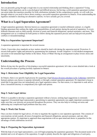 Your Ultimate Guide to an Effective Separation Agreement in Ontario