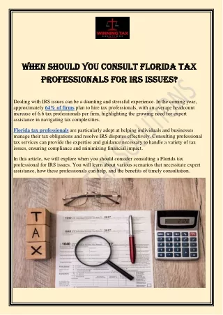 When Should You Consult Florida Tax Professionals for IRS Issues?