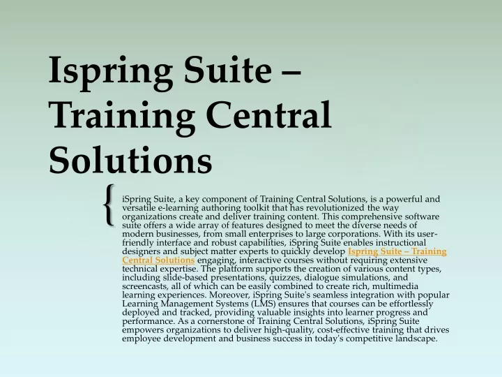 ispring suite training central solutions