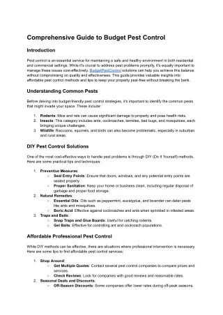 comprehensive guide to budget pest control