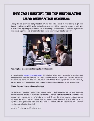 How Can I Identify the Top Restoration Lead Generation Business?