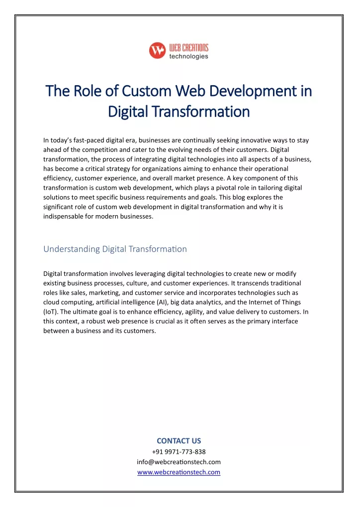 the role of custom web development in the role