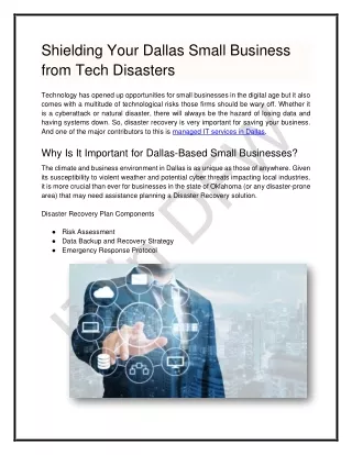 Shielding Your Dallas Small Business from Tech Disasters