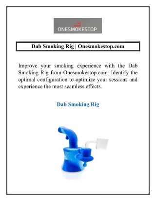 Dab Smoking Rig | Onesmokestop.com