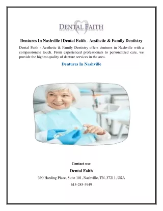 Dentures In Nashville  Dental Faith - Aesthetic & Family Dentistry