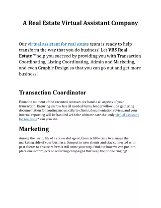 a real estate virtual assistant company
