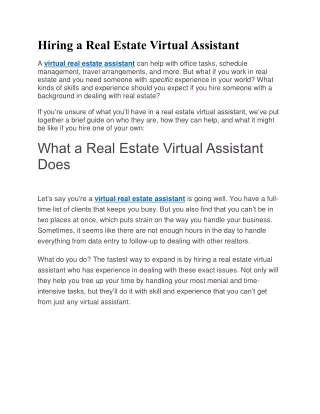 hiring a real estate virtual assistant