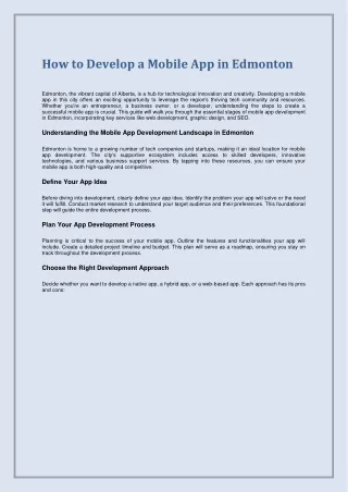 How to Develop a Mobile App in Edmonton