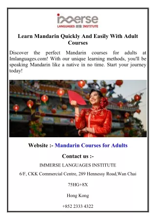 learn mandarin quickly and easily with adult