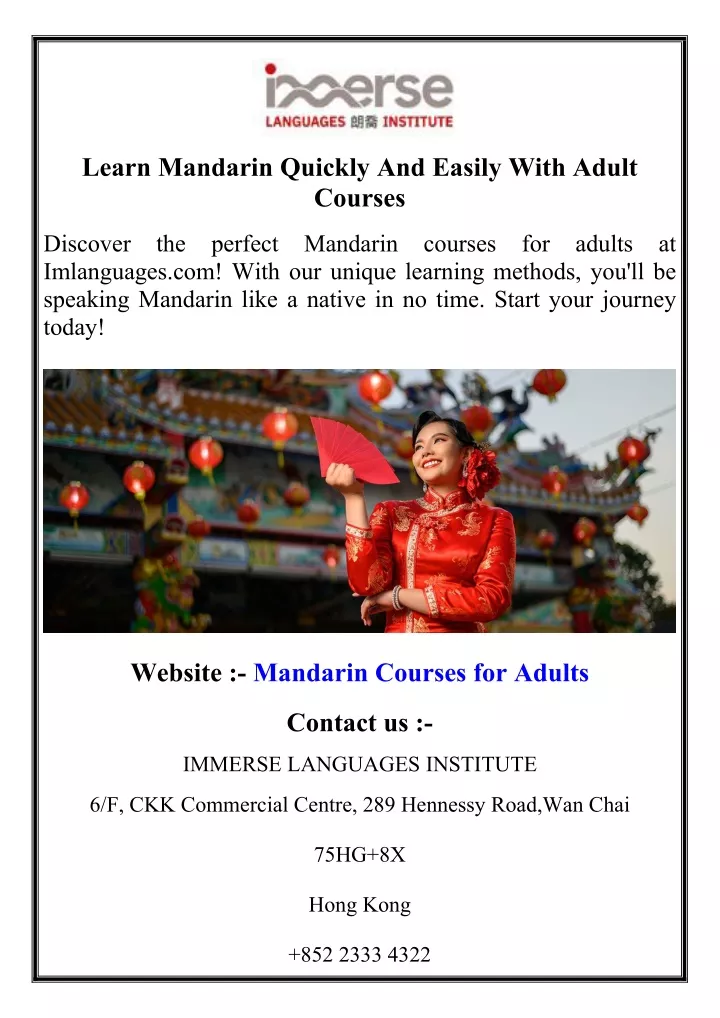 learn mandarin quickly and easily with adult