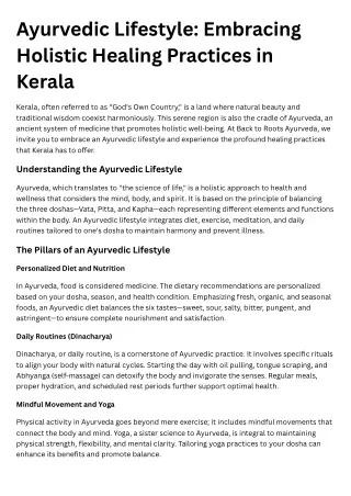 Ayurvedic Lifestyle Embracing Holistic Healing Practices in Kerala