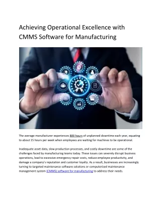 Achieving Operational Excellence with CMMS Software for Manufacturing