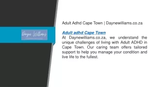 Adult Adhd Cape Town  Daynewilliams.co.za