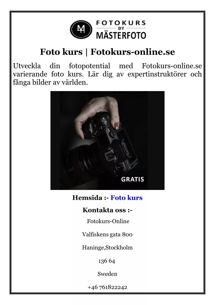 foto kurs fotokurs online se