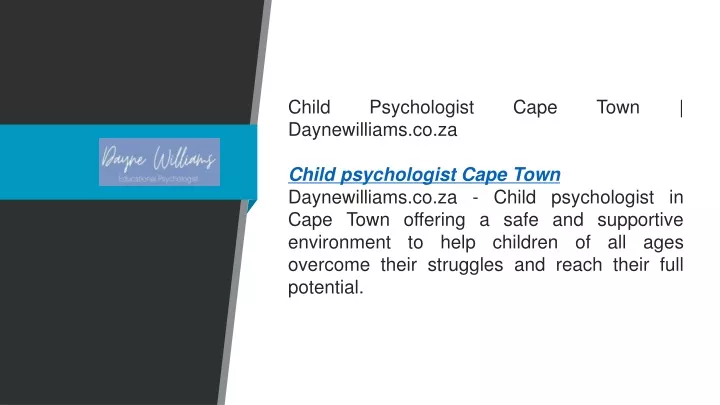 child psychologist cape town daynewilliams