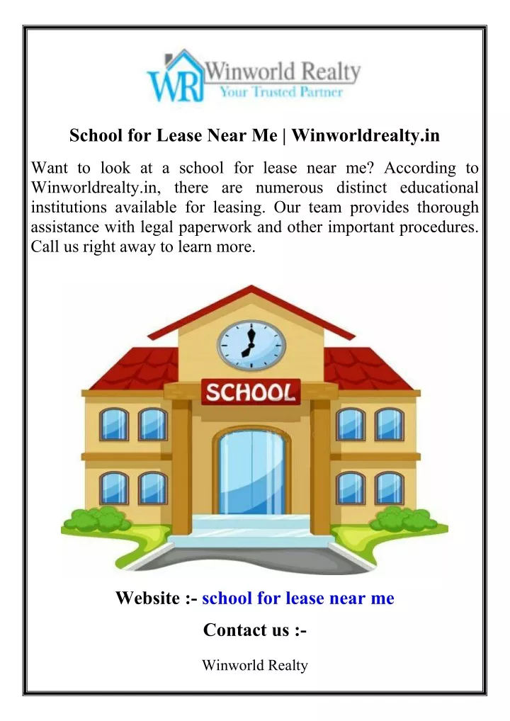 school for lease near me winworldrealty in