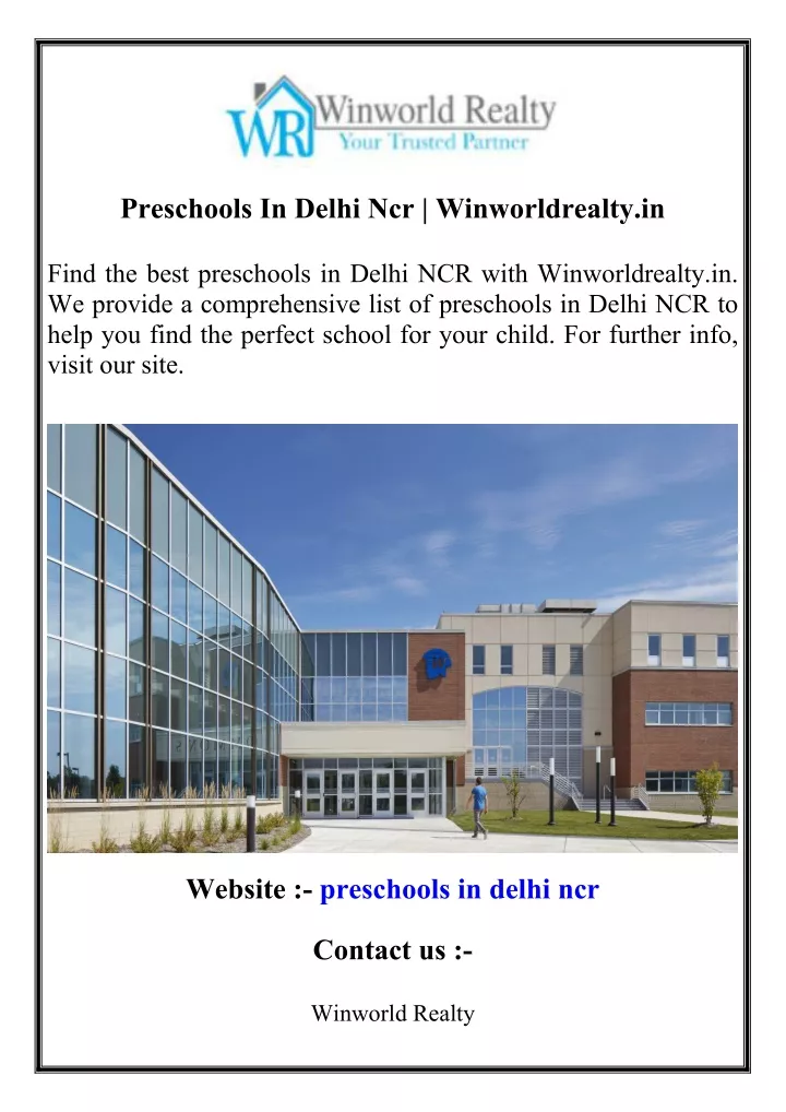 preschools in delhi ncr winworldrealty in