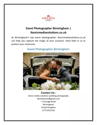 Event Photographer Birmingham Ikonicmediasolutions.co.