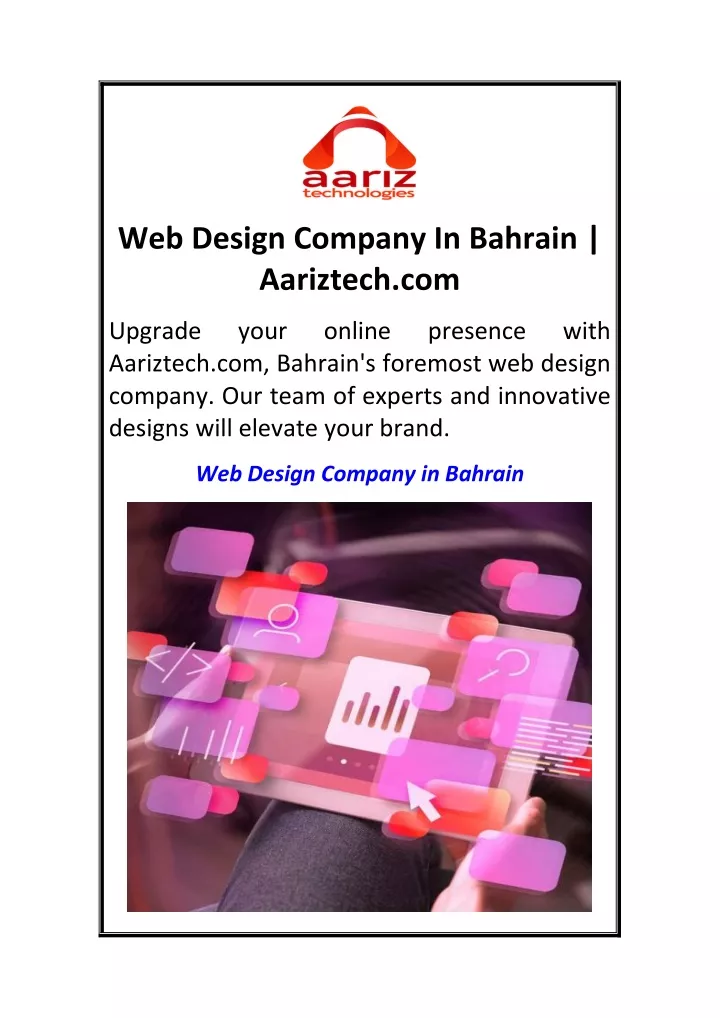 web design company in bahrain aariztech com