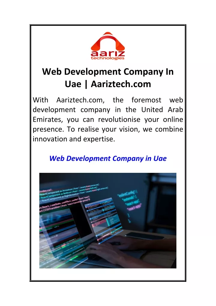 web development company in uae aariztech com