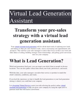 virtual lead generation assistant transform your