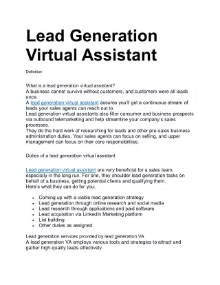 lead generation virtual assistant