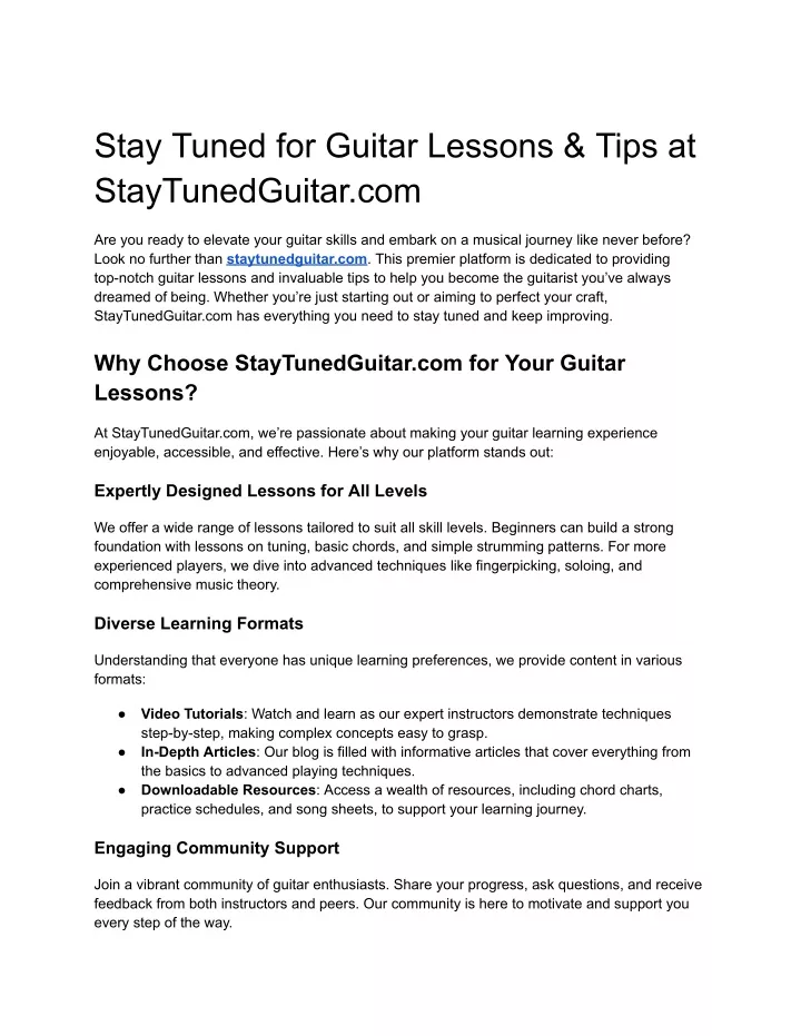 stay tuned for guitar lessons tips