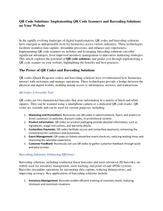 qr code solutions implementing qr code scanners