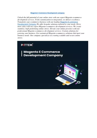 Magento Ecommerce Development Services - Elevate Your Online Presence