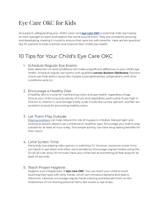 Eye Care OKC for Kids