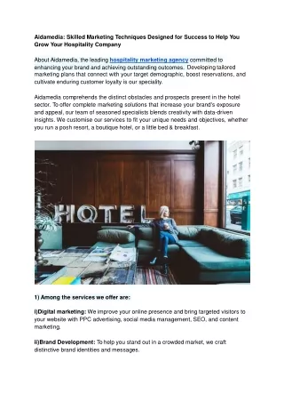 Aidamedia_ Skilled Marketing Techniques Designed for Success to Help You Grow Your Hospitality Company