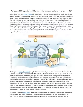 What would the profits be if I let my utility company perform an energy audit 3.7.24