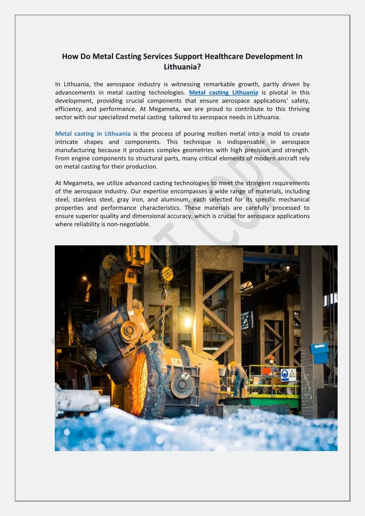 how do metal casting services support healthcare