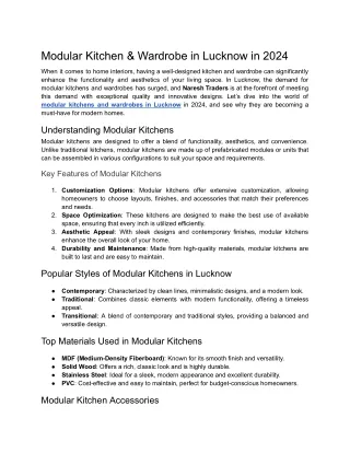 Modular Kitchen & Wardrobe in Lucknow in 2024