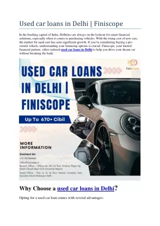 Used car loans in Delhi | Finiscope