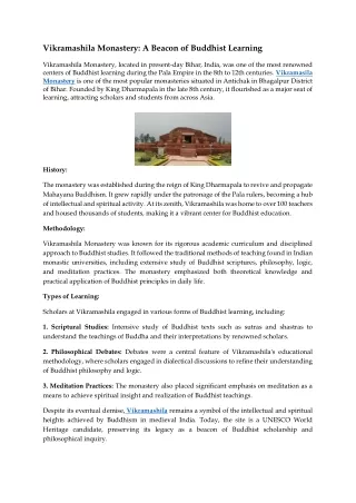 vikramashila monastery a beacon of buddhist