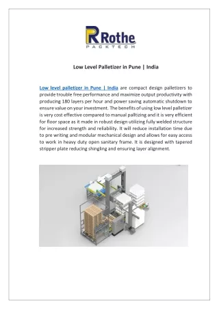 Low Level Palletizer in Pune