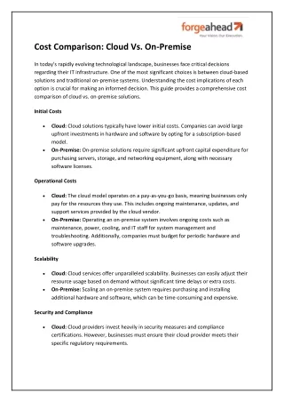 Cost Comparison: Cloud vs. On-Premise - Which is Right for Your Business?