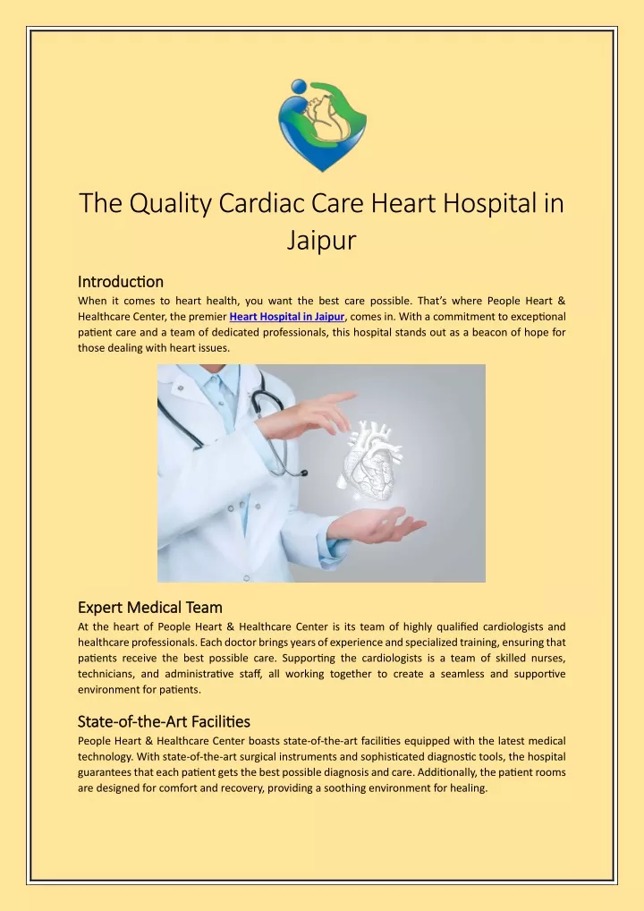 the quality cardiac care heart hospital in jaipur